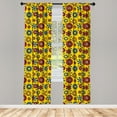 thumbnail image 3 of Ambesonne Floral Curtains, Oriental Flower Sketch Art, Pair of 28"x84", Earth Yellow Ruby, 3 of 5