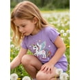 thumbnail image 3 of Lanbubble Girls Graphic T-Shirt Short Sleeve Tees with Unicorn Print Summer Casual Tops, Sizes 3-4, 3 of 8