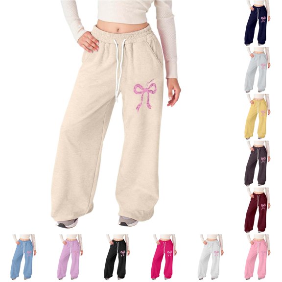 Toddler Girls Sweatpants Pants Printed Jogger Pants Athletic Trousers with Elastic Waist Pants Size 4-5T ,Beige