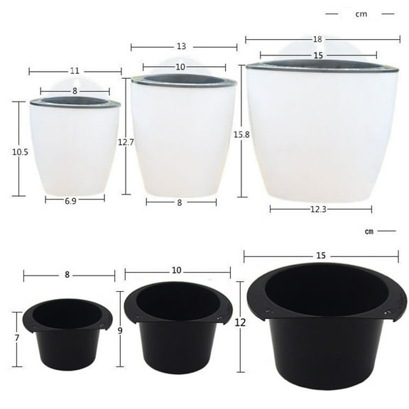 TAILTOSS 3Pcs Hanging Flower Pot With Water Absorption For Indoor Decor In White Resin