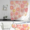 thumbnail image 4 of Cute Pink Floral Shower Curtain Colorful Retro Groovy Daisy Flower Shower Curtain Set 72x72 Inches Waterproof Modern Abstract Polyester for Bathroom Deocr with 12 Hooks, 4 of 5