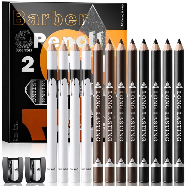 Set de lápices para barbería Noerrors de 12 piezas con sacapuntas, 4 colores