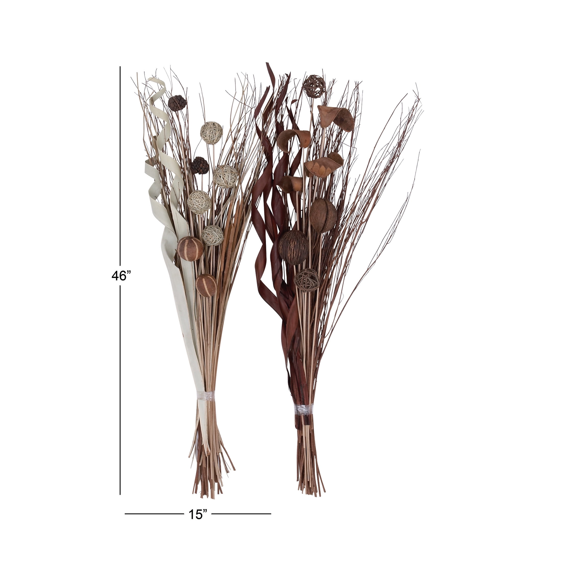 46" Bouquet Dried Plant Natural Foliage Pampas Grass Bouquet, by DecMode (2 Count)