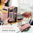 thumbnail image 5 of Samsung Galaxy Z Fold 6 Leather Detachable Wallet Zipper Case with 8 Card Slots Holder Magnetic case for Samsung Galaxy Z Fold 6 Flip Wallet Handle Wrist Strap Shockproof Pocket Handbag,
Pink, 5 of 7