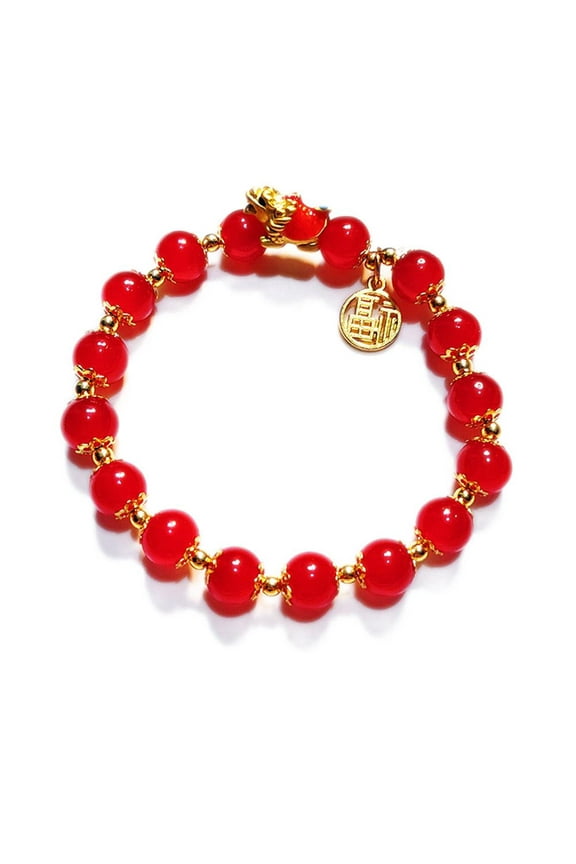 Bracelet Wealth Lucky Dragon Fu Letter Charm Beaded Bracelets Chinese Year Of The Dragon Gold Plated Good Luck Friendship Bracelets Jewelry for Women Gift