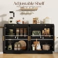thumbnail image 4 of 55.1" Sideboard Buffet Cabinet with Storage, Wood Kitchen Cabinet with 4 Fluted Doors, Large Buffet Table, Credenza Coffee Bar for Dining Living Room, Black, 4 of 8