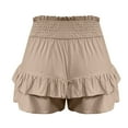 thumbnail image 6 of Women's Pleated Skirt High Waisted Tennis Skirts Layered Ruffle Hem Mini Skirt Flared Flowy Casual Swing Beach Mini Short Skirt Sports Skater Running Skorts withShorts Pockets, 6 of 6