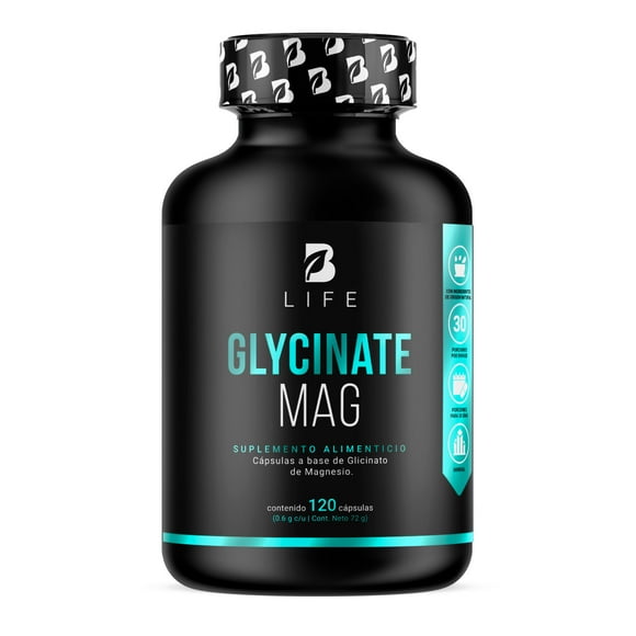 Glicinato de Magnesio 408 mg de alta absorción. Ingredientes Naturales con 120 caps. Glycinate Mag B Life.