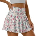 thumbnail image 3 of Xoenoiee Pink Flower Print Womens Tennis Skirt Pleated Athletic Skirts with Pockets Shorts High Waisted Golf Skort for Workout Pickleball, Size S, 3 of 7