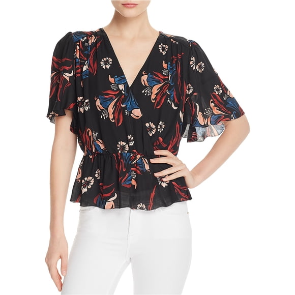 Joie Womens Bisma Peplum Blusa, Negro, Grande