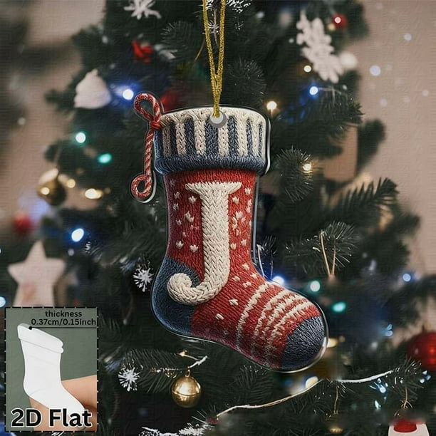 26 Letters Acrylic Christmas Stocking Ornaments Style Hanging Decor For Christmas Tree Festive Holiday Gift