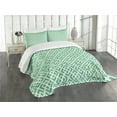 thumbnail image 3 of Ambesonne Mint Quilted Bedspread Set 3 Pcs, Shabby Abstract Squares, King Size, Jade and Almond Green, 3 of 5