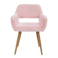 thumbnail image 3 of Faux Fur Modern Dining Chairs, Upholstered Accent Chairs with Metal Legs, Side Chair for Dining Room Bedroom Leisure(Pink), 3 of 8