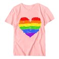 thumbnail image 1 of JIRNDf T-Shirt pour Femmes Hauts Tendance Été Imprimé Floral Col Rond Décontracté Manches Courtes Confortable Élégant Mignon T-Shirts Graphiques pour Femmes Chemises Rose G, 1 of 4