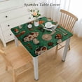 thumbnail image 2 of HAOXIT  Mushroom Square Tablecloth, Autumn Themed Pattern of Repetitive Forest Concept Elements on Green, Circle Table Cloth Cover for Dining Room Kitchen Decoration 48''x48'', 2 of 7