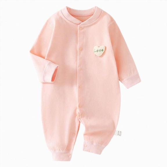 9-12 Months Newborn Baby Boy Girl Button Romper Baby Cute Graphic Long Sleeve Soft Cotton Jumpsuit Spring Fall Outfit Clothes
