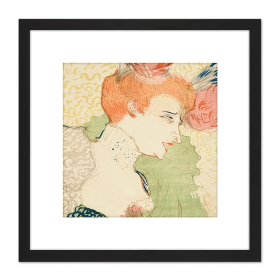 Lautrec Mademoiselle Marcelle Lender Bustlength 8X8 Inch Square Wooden Framed Wall Art Print Picture with Mount