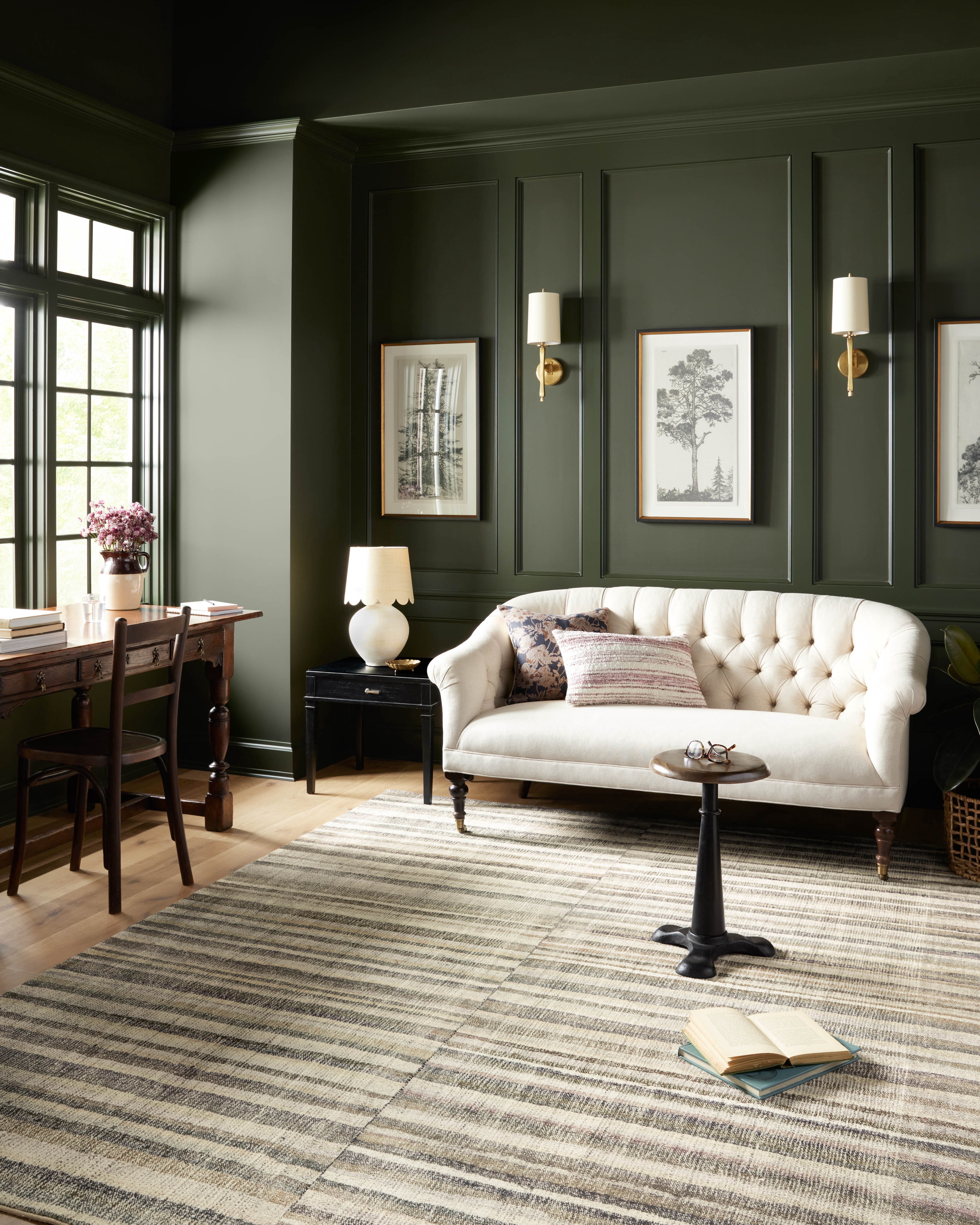 Chris Loves Julia x LoloiHumphrey Natural / Moss 2' x 3'-6" Rectangle Accent Rug