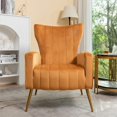 thumbnail image 4 of Silla de acento de terciopelo con patas de metal, sillón tapizado moderno, silla lateral de espalda para salón dormitorio pequeños espacios, 4 of 5