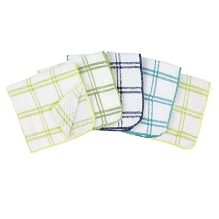 

Ritz Cotton 12 by 12-Inch Dish Cloth with Poly Scour Side Blue/Green 5-Pack