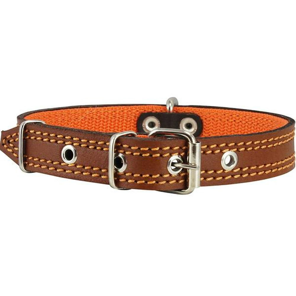 Dogs My Love Genuine Leather Dog Collar Padded Brown 3 Sizes (11.5"14