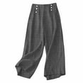 thumbnail image 1 of WMTBSRSW Linen Capri for Women Solid Button Flowy Wide Leg Pants Summer Trendy Business Work Pants with Pockets, 1 of 7