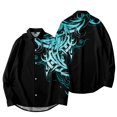 thumbnail image 3 of Camisas Para Hombre Manga Larga Negra Camisa de manga larga holgada de los hombres de la impresión digital 3d de la tendencia de la moda (Blue, XS), 3 of 4