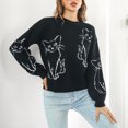thumbnail image 4 of Suéter de cuello redondo para mujer, blusa de manga larga informal de punto a la moda Fridja  hjk1896, 4 of 8