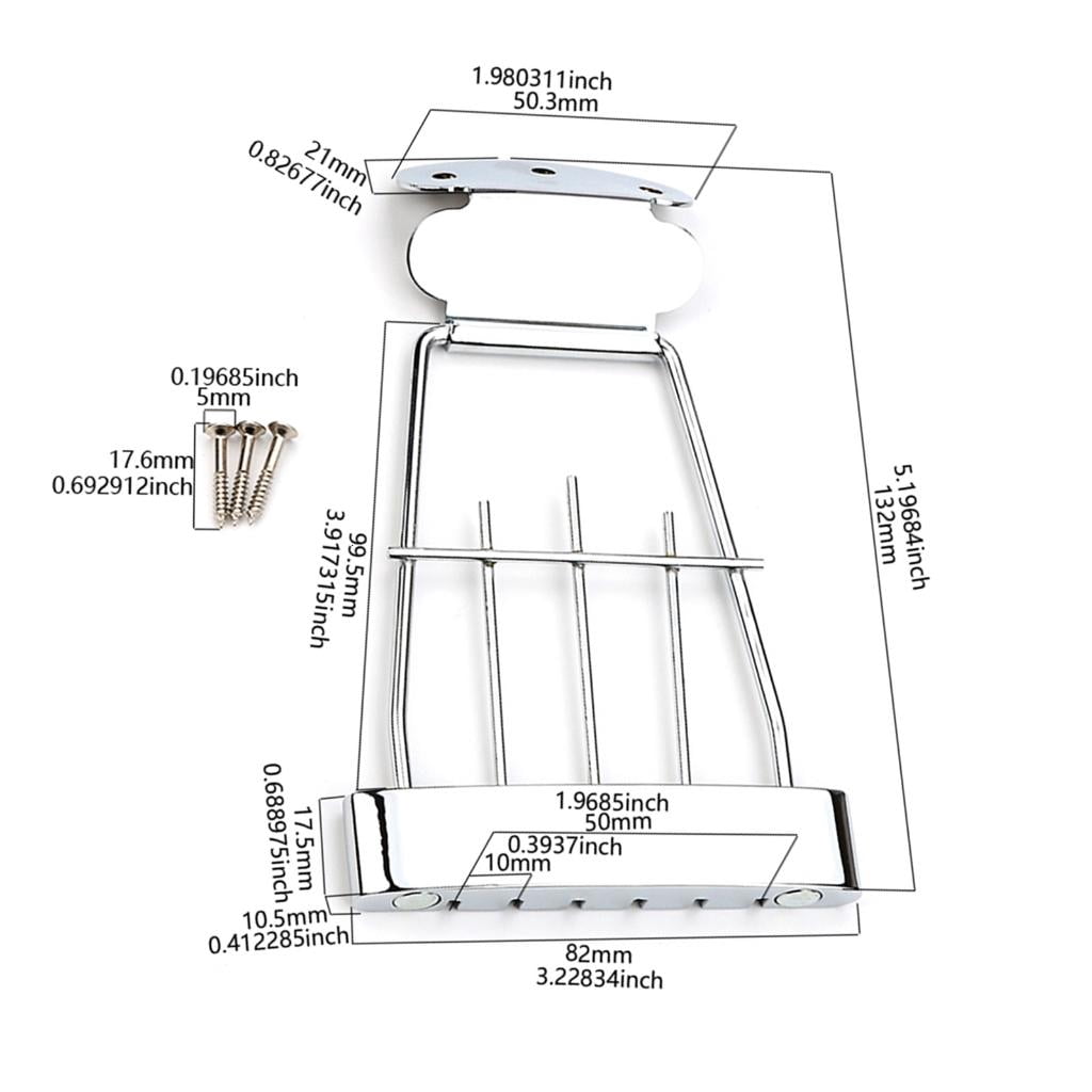 Yihuala 6 String Electric Guitar Bridge Tailpiece Replacement Metal Guitar Trapeze Tailpiece Bridge Guitar Parts