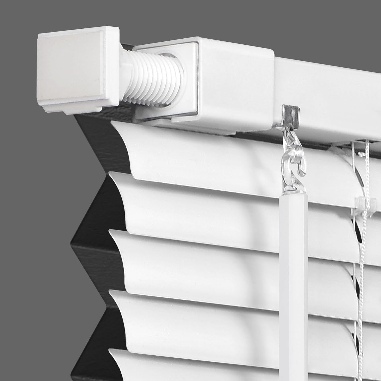 LazBlinds No Tools No Drill Cordless 1" Vinyl Mini Blinds, 100% Blackout Blinds for Indoor Windows, Room Darkening Privacy Window Blinds and Shades for Interior, 30" W x 64" H, White