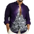 thumbnail image 2 of Christmas Shirts for Men Long Sleeve Lapel Shirt Xmas Tree Prints Top Casual Funny Holiday Tops Fashion Funny Graphic Vacation Outfits, 2 of 9