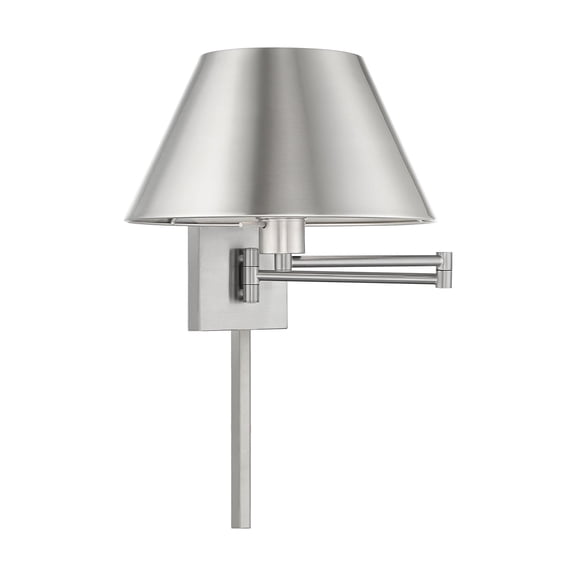 40030-91 Livex Lighting 1 Light Swing Arm Wall Sconce-Brushed Nickel Finish