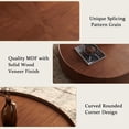 thumbnail image 5 of GUCOGUKA 39.3" Round Wood Coffee Table with Storage Drawers, Solid Wood Veneer Mid-Century Modern Fully Assembled for Living Room Office, Walnut, 5 of 17