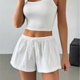 thumbnail image 5 of LWavelet Women's Lightweight Elastic Waist Shorts Soft Casual Summer Shorts for Lounge Vacation Daily Wear White S, 5 of 6