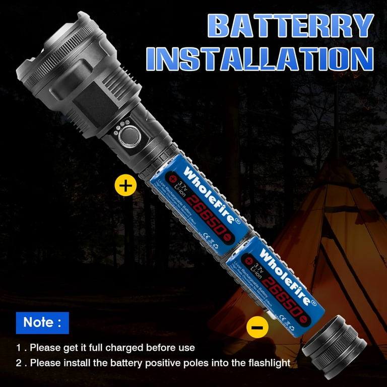 Flashlights High Lumens Rechargeable, XPH90.2 250,000 Lumen Super Bright  Flash Light LED Powerful Flashlights, High Power Flashlight for Camping