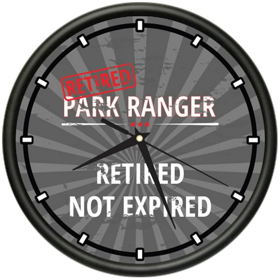 Retired Park Ranger Design Wall Clock | Precision Quartz Movement | Retired Not Expired Funny Home Décor | Home, Office or Bedroom Decoration Retirement Personalized Gift