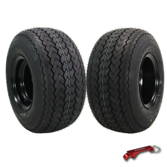 Kenda Hole-N-1 K389 18x8.5-8 Golf Cart Tire & Black Wheel with Keychain - 2-Pack