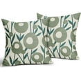 thumbnail image 2 of Teal Green Pillow Covers 16x16 Set of 2 Spring Summer Floral Minimalist Art Geometry Flower Modern Style Decorative Throw Pillow Cases Outdoor Farmhouse Decor for Sofa Couch Bed, 2 of 6