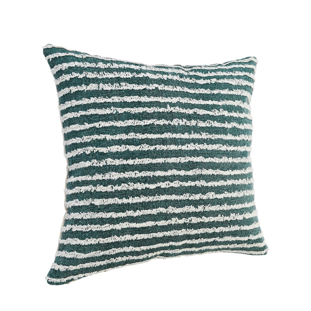 Ox Bay 20" x 20" Hand-stitched Green/ White Stripe Organic Cotton Pillow Cover