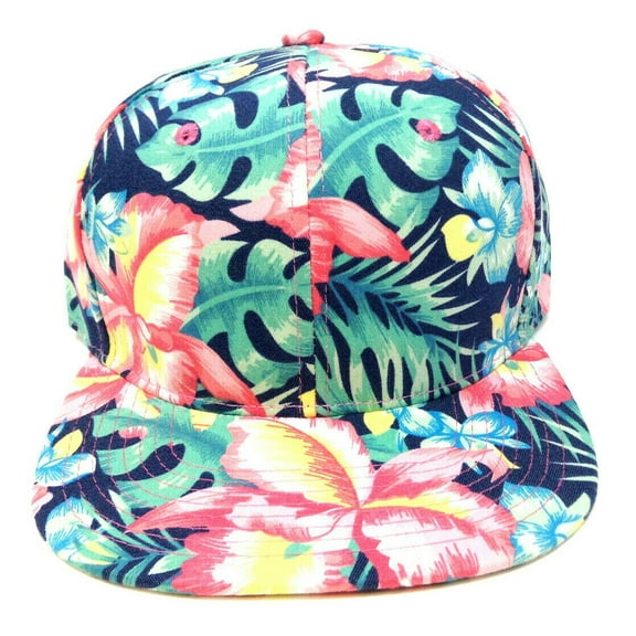 Bright Multicolor Hibiscus Hawaiian All Over Floral Print Snapback