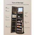 thumbnail image 4 of LED Mirror Jewelry Cabinet Standing Jewelry Armoire Organizer Box with Full-Length Mirror and Adjustable LED Lights Ash Brown, 4 of 7
