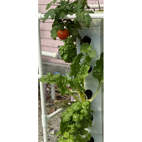 Exo Hydroponics 6 Tier Vertical Tower Garden Planter, Vertical Gardening Indoor/Outdoor, Stacking Garden Pots, Includes Irrigation Tubing & Water Pump