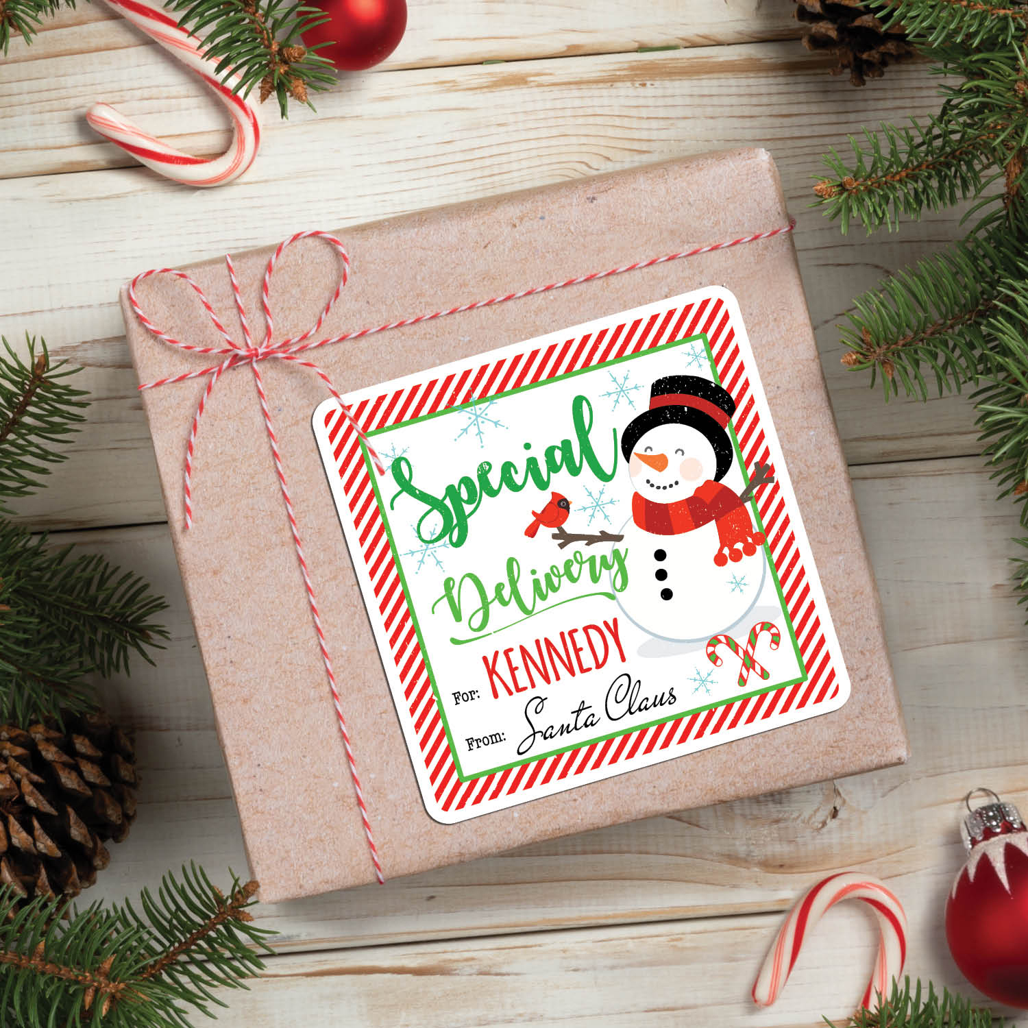 Candy Cane Express Personalized Gift Sticker Set