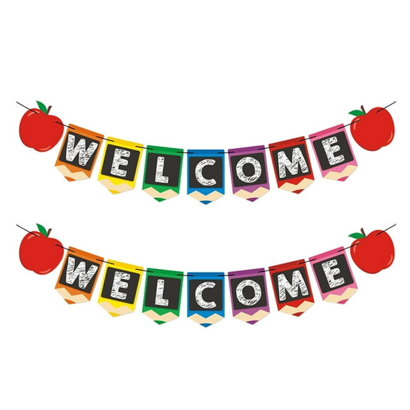 Toyandona Welcome Bunting Pendant Welcome Banners Paper 2Pcs Assorted Color