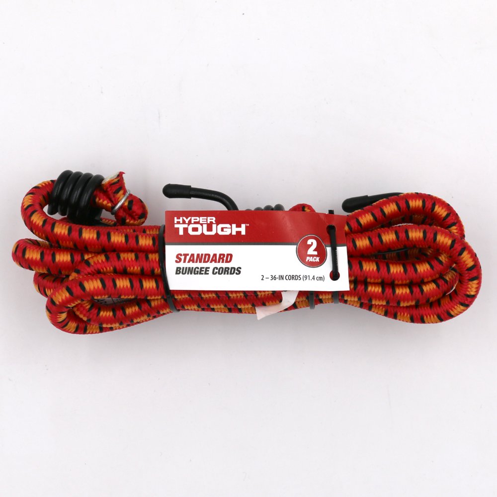 Hyper Tough 2 Pack 36 inch Standard Rubber Bungee Cords, Red Walmart