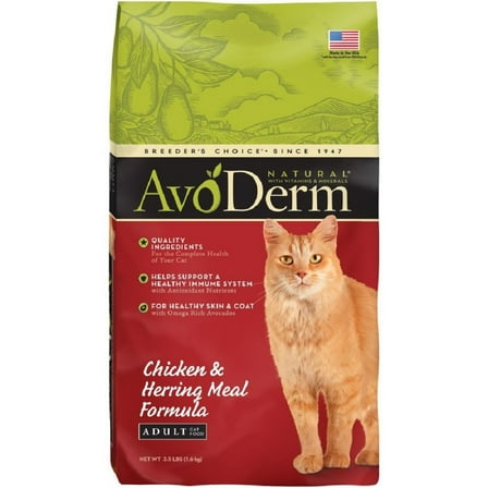 AvoDerm Natural Chicken & Herring Meal Formula - Adult Dry Cat Food, 3.5 lb