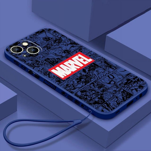 Marvel superhero cartoon For Apple iPhone 15 14 13 12 11 Pro Max Plus 8 7 SE Liquid Left Rope Phone Case Capa Soft Cover DMH