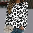 thumbnail image 2 of Womens Sweatshirt Tops Spring Fashion Drop Shoulder Cow Printed Long Sleeve Loose Fit Round Neck Casual Sweatshirt for Women Sweatshirts Pullover Fall Tops, 2 of 4