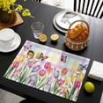 thumbnail image 3 of Tulips Spring Floral Placemats Set of 12, Flowers Butterfly Plaid Pastoral Placemats for Dining Table, Place Mats for Kitchen Tabletop, Waterproof Wipeable Dining Table Mats Set, 3 of 9