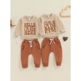 thumbnail image 4 of Aojekbee Toddler Girls Boys Autumn Pants Sets Long Sleeve Letter Print Tops Drawstring Pants Sets, 4 of 10